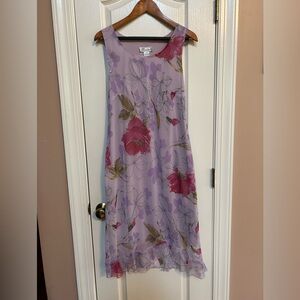 Dressbarn Floral Dress in Lavender and Red size 16